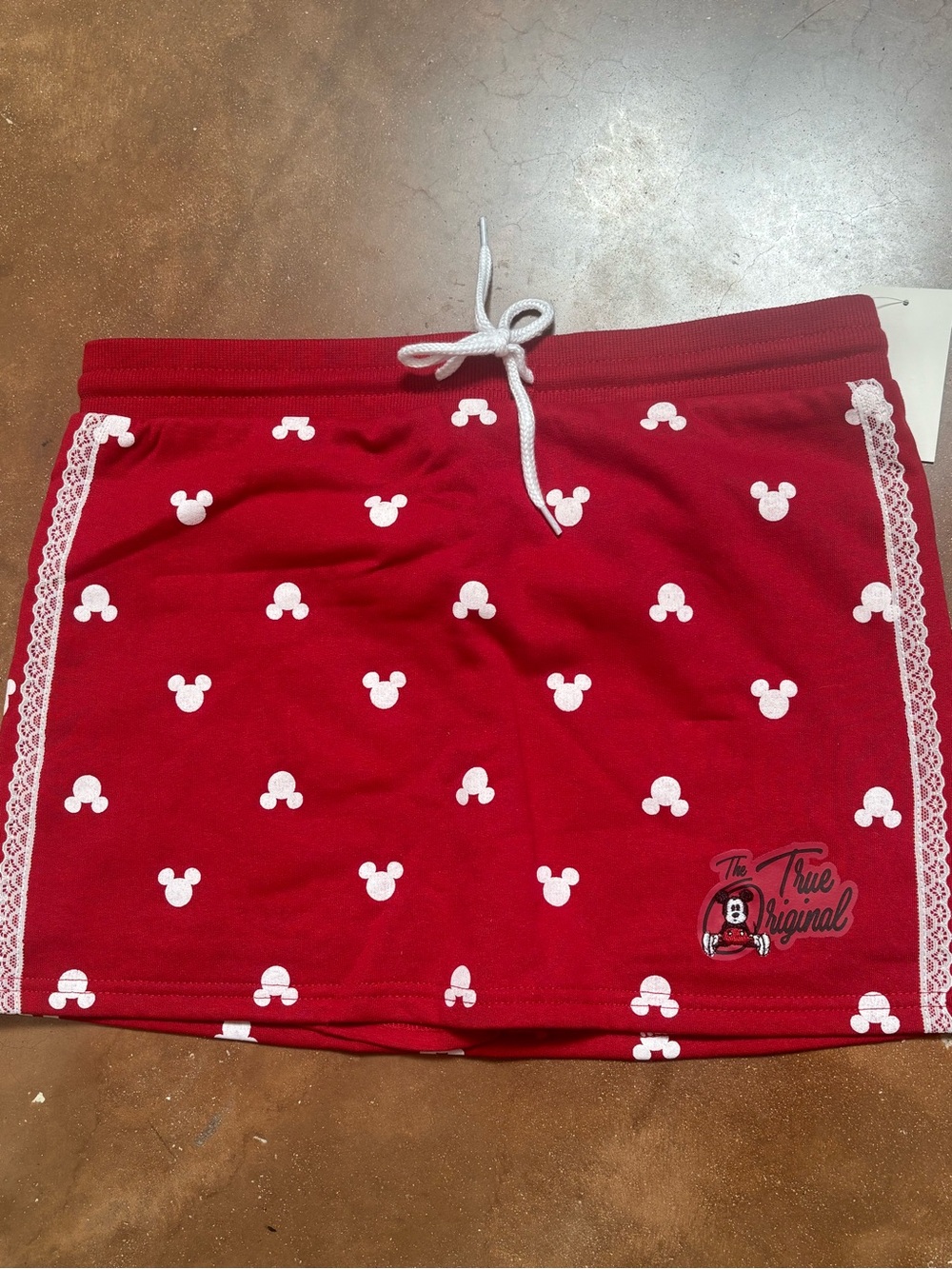 Red Women’s Skorts with White Mickey Icon Print